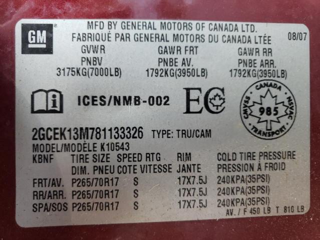 Photo 10 from auction – 2008 CHEVROLET SILVERADO with VIN 2GCEK13M781133326