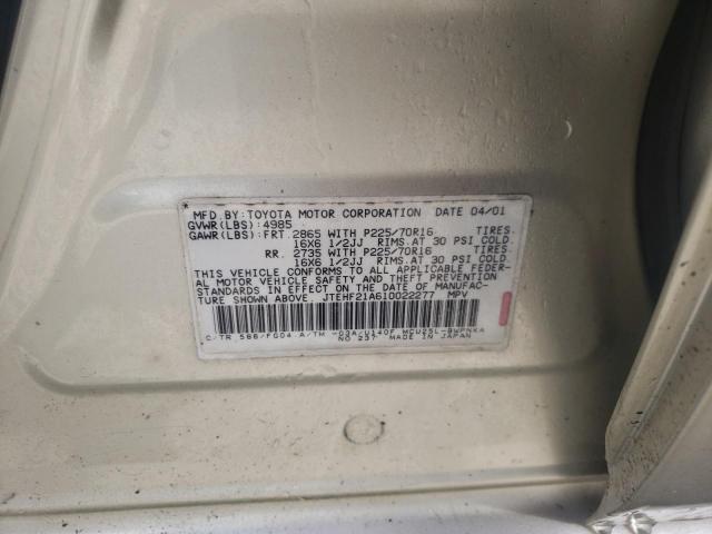 Photo 10 from auction – 2001 TOYOTA HIGHLANDER with VIN JTEHF21A610022277