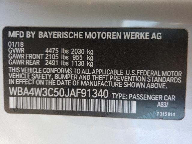 Photo 10 from auction – 2018 BMW 430I with VIN WBA4W3C50JAF91340