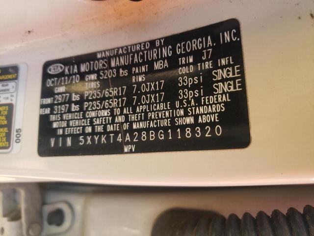Photo 10 from auction – 2011 KIA SORENTO BA with VIN 5XYKT4A28BG118320