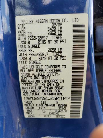 Photo 10 from auction – 2002 NISSAN FRONTIER C with VIN 1N6MD29Y02C350107
