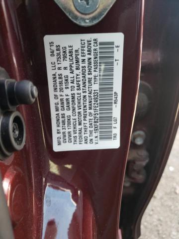 Photo 10 from auction – 2015 HONDA CIVIC LX with VIN 19XFB2F51FE249331