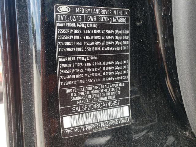 Photo 10 from auction – 2012 LAND ROVER RANGE ROVE with VIN SALSF2D48CA745957