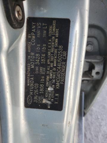 Photo 10 from auction – 2004 HYUNDAI ACCENT GL with VIN KMHCG45C44U502538