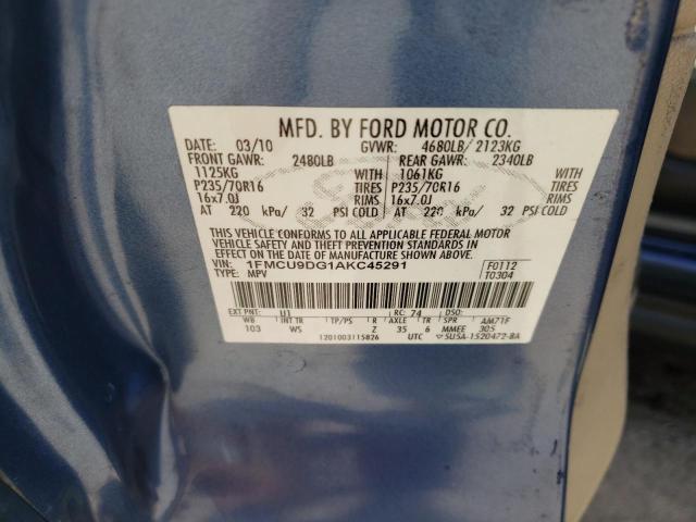 Photo 10 from auction – 2010 FORD ESCAPE XLT with VIN 1FMCU9DG1AKC45291
