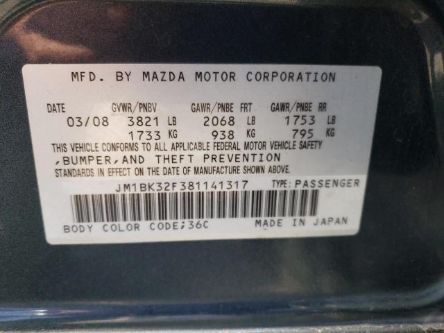 Photo 10 from auction – 2008 MAZDA 3 I with VIN JM1BK32F381141317