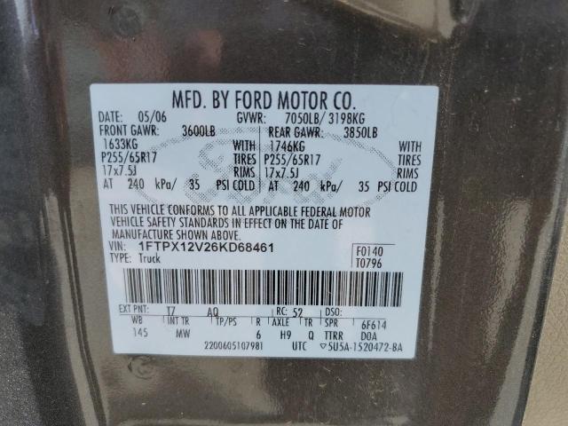 Photo 10 from auction – 2006 FORD F150 with VIN 1FTPX12V26KD68461