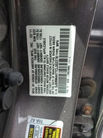 Photo 10 from auction – 2012 HONDA CR-V EXL with VIN 5J6RM4H77CL002278