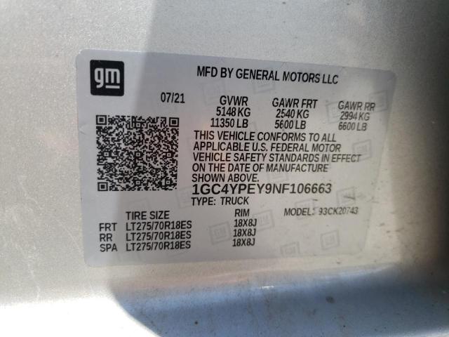 Photo 10 from auction – 2022 CHEVROLET SILVERADO with VIN 1GC4YPEY9NF106663