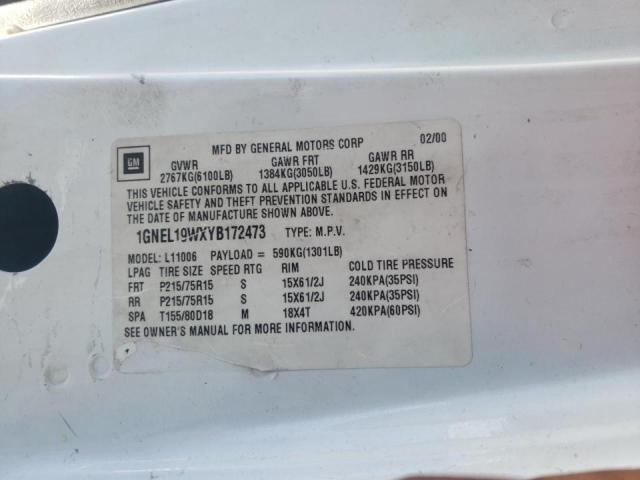Photo 10 from auction – 2000 CHEVROLET ASTRO with VIN 1GNEL19WXYB172473