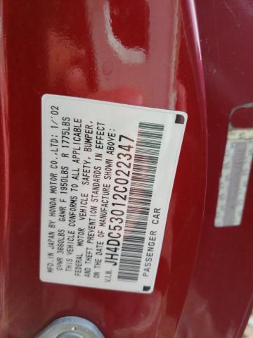 Photo 10 from auction – 2002 ACURA RSX TYPE-S with VIN JH4DC53012C022347