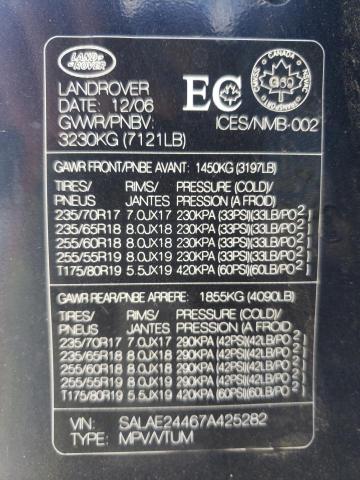 Photo 10 from auction – 2007 LAND ROVER LR3 SE with VIN SALAE24467A425282