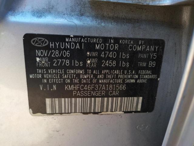 Photo 10 from auction – 2007 HYUNDAI AZERA SE with VIN KMHFC46F37A181566