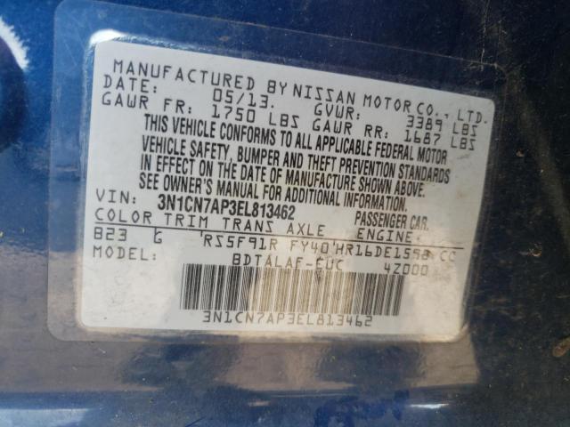 Photo 10 from auction – 2014 NISSAN VERSA with VIN 3N1CN7AP3EL813462
