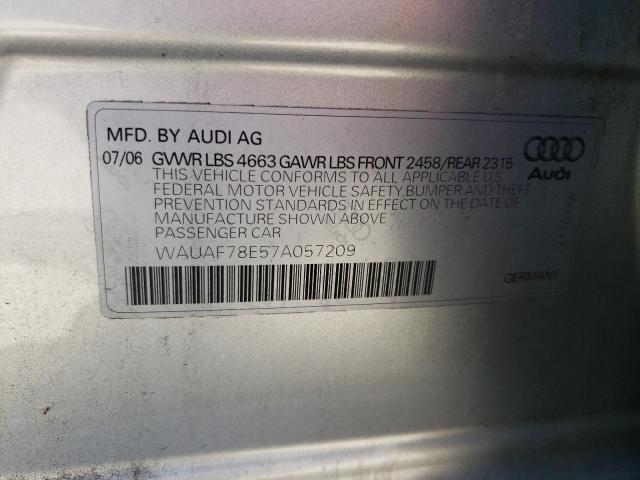 Photo 10 from auction – 2007 AUDI A4 2 with VIN WAUAF78E57A057209