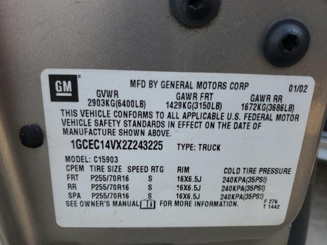 Photo 10 from auction – 2002 CHEVROLET SILVERADO with VIN 1GCEC14VX2Z243225