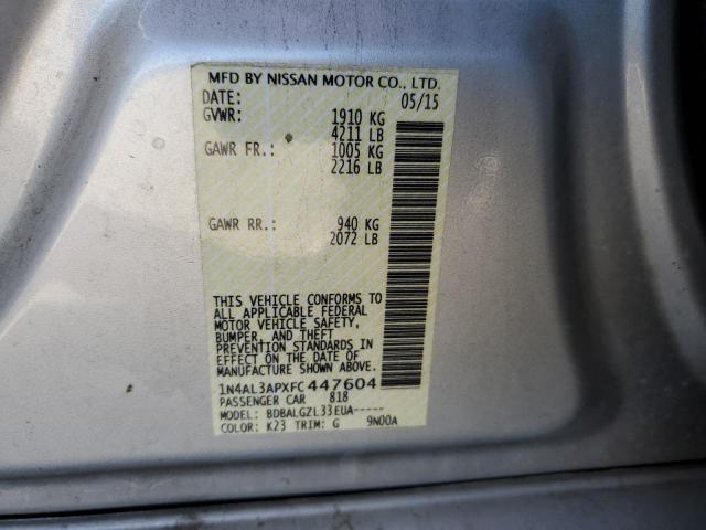 Photo 10 from auction – 2015 NISSAN ALTIMA 2.5 with VIN 1N4AL3APXFC447604