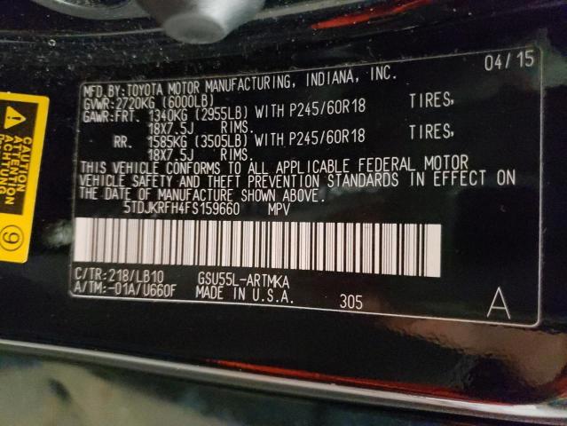 Zdjęcie 10 z aukcji – 2015 TOYOTA HIGHLANDER z VIN 5TDJKRFH4FS159660