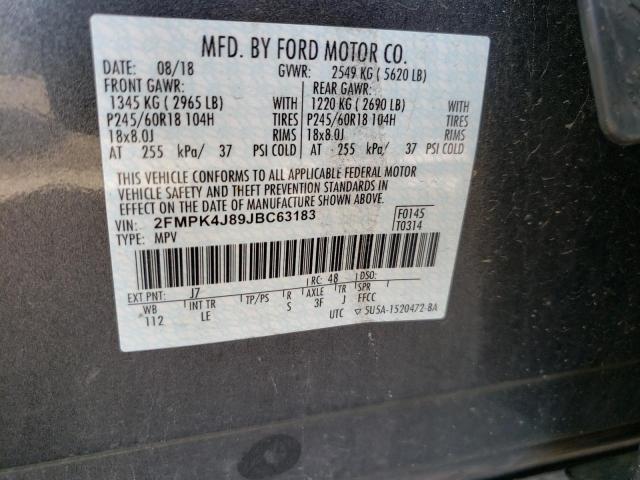 Photo 10 from auction – 2018 FORD EDGE SEL with VIN 2FMPK4J89JBC63183