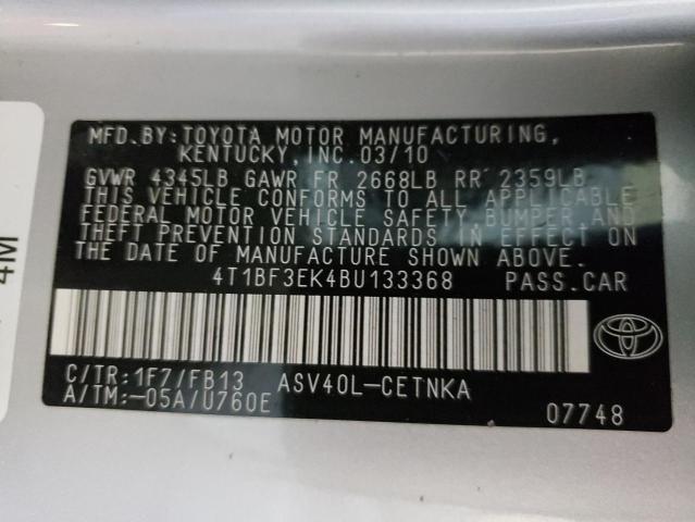 Photo 10 from auction – 2011 TOYOTA CAMRY BASE with VIN 4T1BF3EK4BU133368