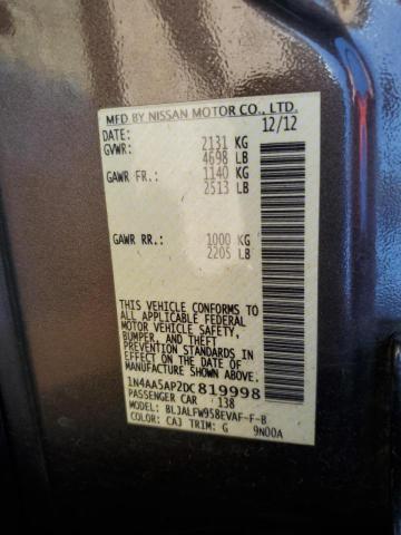 Photo 10 from auction – 2013 NISSAN MAXIMA S with VIN 1N4AA5AP2DC819998
