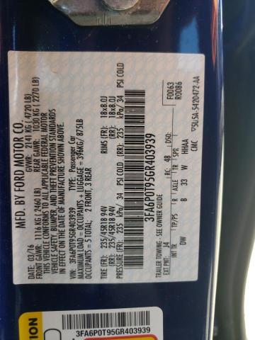 Photo 10 from auction – 2016 FORD FUSION SE with VIN 3FA6P0T95GR403939