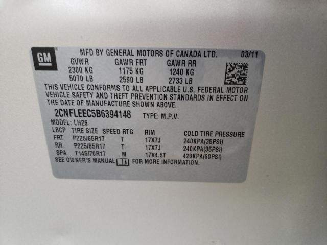 Photo 10 from auction – 2011 CHEVROLET EQUINOX LT with VIN 2CNFLEEC5B6394148