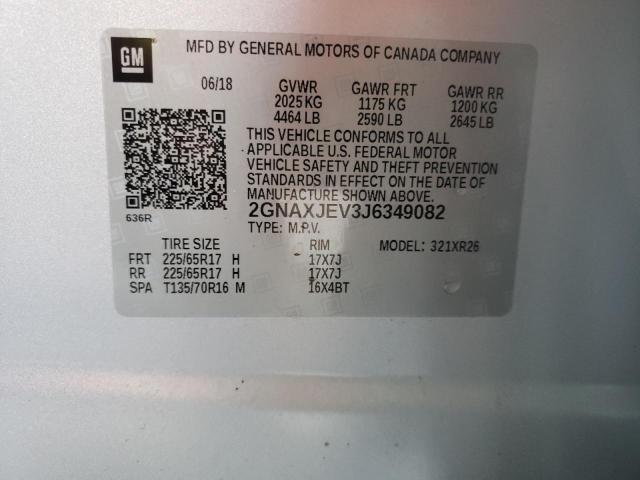 Photo 10 from auction – 2018 CHEVROLET EQUINOX LT with VIN 2GNAXJEV3J6349082