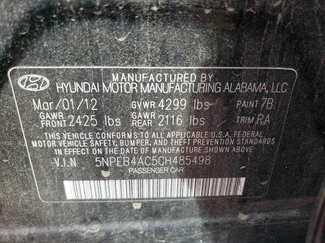 Photo 10 from auction – 2012 HYUNDAI SONATA GLS with VIN 5NPEB4AC5CH485498