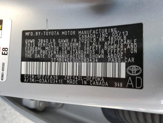 Photo 10 from auction – 2013 TOYOTA COROLLA BA with VIN 2T1BU4EE0DC083434