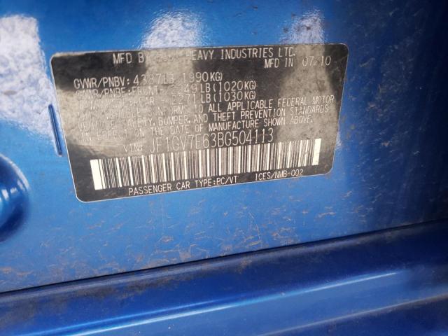 Photo 10 from auction – 2011 SUBARU IMPREZA WR with VIN JF1GV7E63BG504113