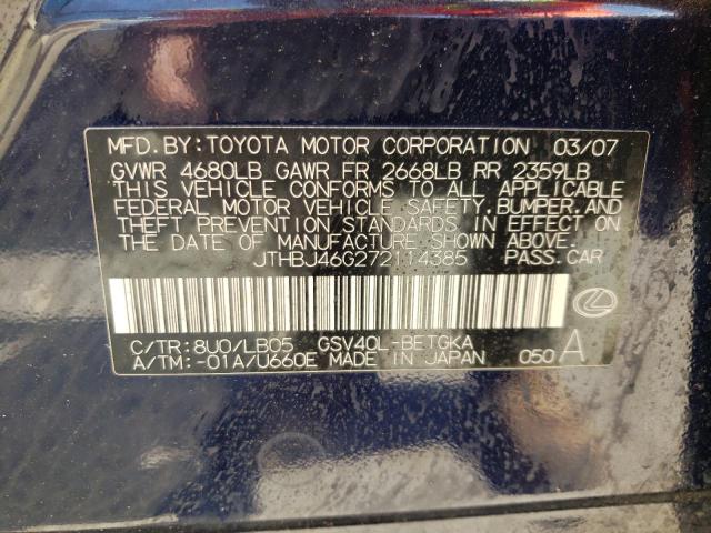 Photo 10 from auction – 2007 LEXUS ES 350 with VIN JTHBJ46G272114385
