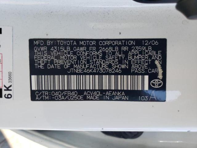 Photo 10 from auction – 2007 TOYOTA CAMRY CE with VIN JTNBE46K473078246