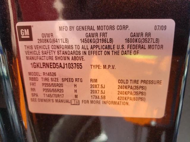 Photo 10 from auction – 2010 GMC ACADIA SLT with VIN 1GKLRNED5AJ103765