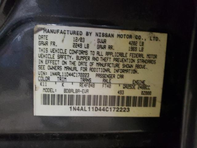 Photo 10 from auction – 2004 NISSAN ALTIMA with VIN 1N4AL11D44C172223