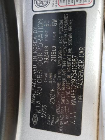 Photo 10 from auction – 2007 KIA SPECTRA EX with VIN KNAFE121975413987
