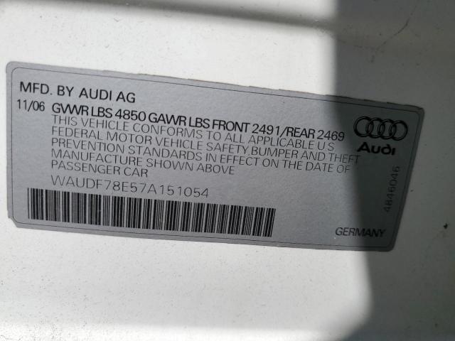 Photo 10 from auction – 2007 AUDI A4 2.0T QU with VIN WAUDF78E57A151054