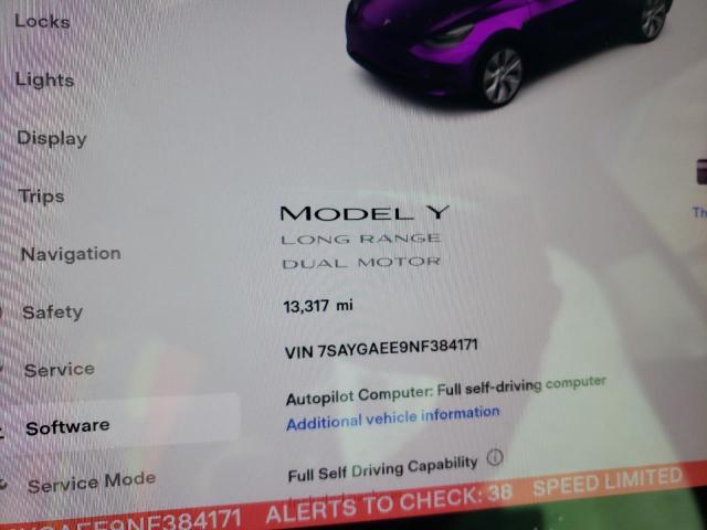 Photo 8 from auction – 2022 TESLA MODEL Y with VIN 7SAYGAEE9NF384171