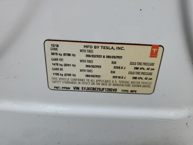 Photo 10 from auction – 2018 TESLA MODEL X with VIN 5YJXCBE29JF139249