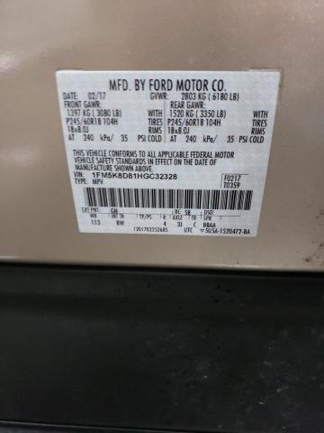 Photo 10 from auction – 2017 FORD EXPLORER X with VIN 1FM5K8D81HGC32328
