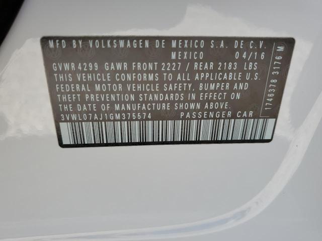 Photo 10 from auction – 2016 VOLKSWAGEN JETTA SEL with VIN 3VWL07AJ1GM375574