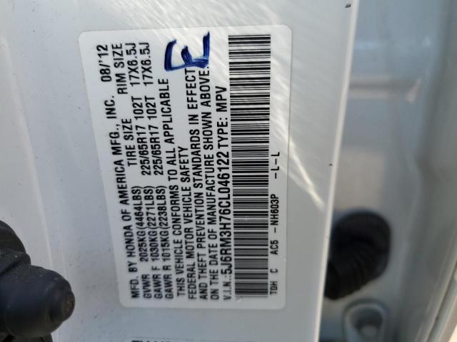 Photo 10 from auction – 2012 HONDA CR-V EXL with VIN 5J6RM3H76CL046122