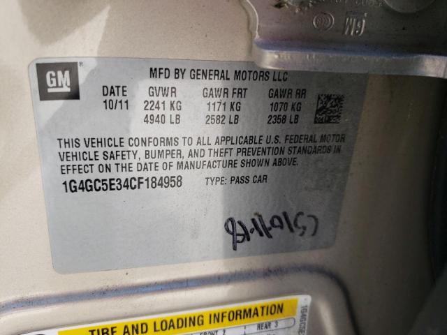 Photo 10 from auction – 2012 BUICK LACROSSE with VIN 1G4GC5E34CF184958