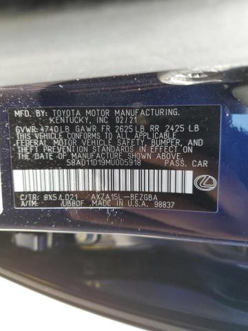 Photo 10 from auction – 2021 LEXUS ES 250 BAS with VIN 58AD11D19MU005918