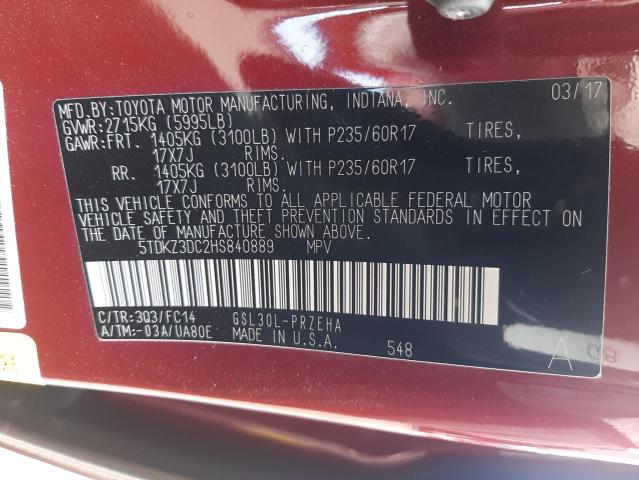 Photo 10 from auction – 2017 TOYOTA SIENNA LE with VIN 5TDKZ3DC2HS840889