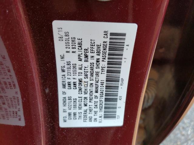 Photo 10 from auction – 2016 HONDA ACCORD EX with VIN 1HGCR2F76GA010461