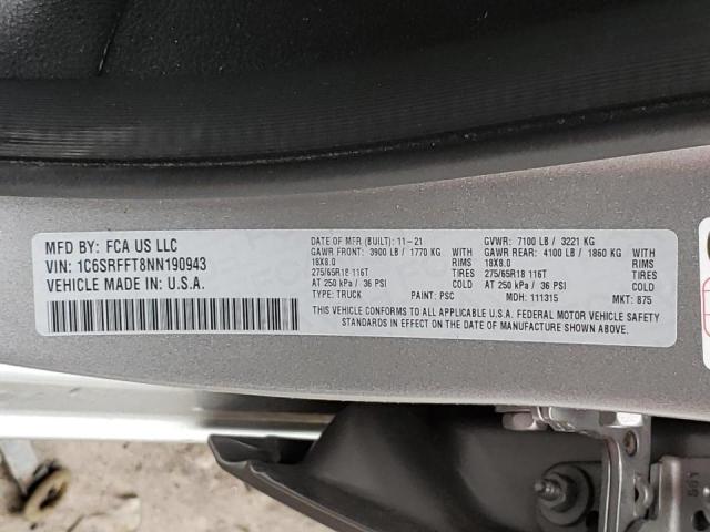 Photo 10 from auction – 2022 RAM 1500 BIG H with VIN 1C6SRFFT8NN190943