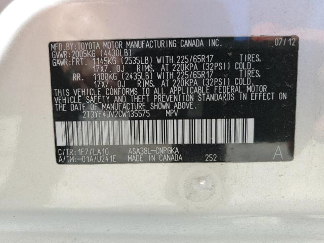 Foto 10 de la subasta – 2012 TOYOTA RAV4 LIMIT con VIN 2T3YF4DV2CW135575