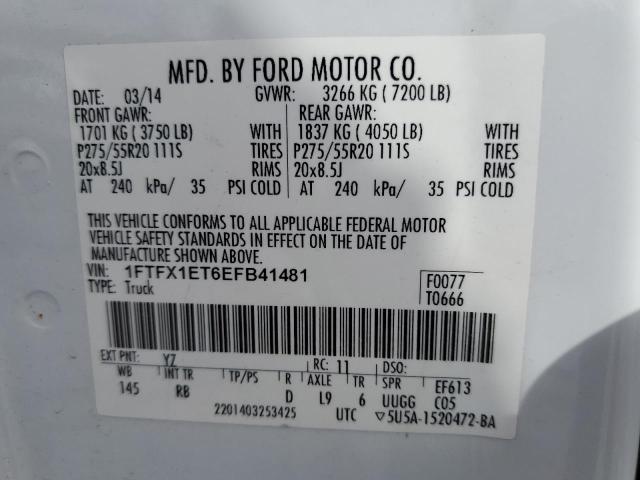 Photo 10 from auction – 2014 FORD F150 SUPER with VIN 1FTFX1ET6EFB41481