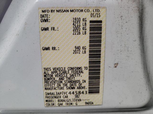 Photo 10 from auction – 2015 NISSAN ALTIMA 2.5 with VIN 1N4AL3AP7FC445843